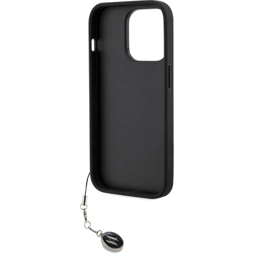 Apple iPhone 14 Pro Max (6.7) Kılıf Karl Lagerfeld Orjinal Lisanslı Anahtarlıklı Taşlı KL Yazılı Saffiano Rhinestones Kapak - Pembe