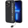 Apple iPhone 14 Pro Max (6.7) Kılıf Karl Lagerfeld Orjinal Lisanslı Anahtarlıklı Taşlı KL Yazılı Saffiano Rhinestones Kapak - Siyah