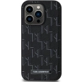 Apple iPhone 14 Pro Max (6.7) Kılıf Karl Lagerfeld Orjinal Lisanslı Magsafe Şarj Özellikli KL Yazılı Hot Stamp Kapak - Siyah