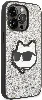 Apple iPhone 14 Pro Max (6.7) Kılıf Karl Lagerfeld Parlak Taşlı Choupette Dizayn Kapak - Gümüş