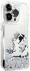 Apple iPhone 14 Pro Max (6.7) Kılıf Karl Lagerfeld Sıvılı Simli Choupette Dizayn Kapak - Gümüş