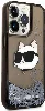 Apple iPhone 14 Pro Max (6.7) Kılıf Karl Lagerfeld Sıvılı Simli Choupette Head Dizayn Kapak - Siyah