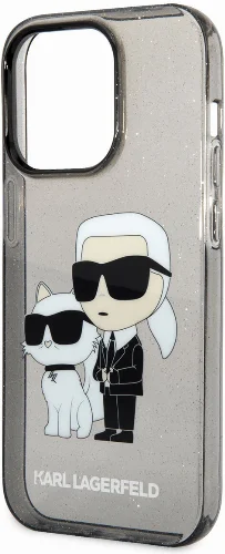 Apple iPhone 14 Pro Max (6.7) Kılıf Karl Lagerfeld Transparan Simli K&C Dizayn Kapak - Şeffaf