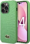 Apple iPhone 14 Pro Max Kılıf Lacoste Orjinal Lisanslı PU Pike Desenli Arka Yüzey İkonik Timsah Dokuma Logolu Kapak - Yeşil