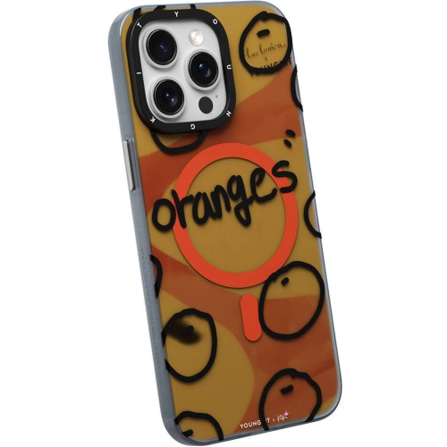 Apple iPhone 14 Pro Max (6.7) Kılıf Magsafe Şarj Özellikli Bee Brown Tasarımlı Youngkit Funny Serisi Kapak - Turuncu