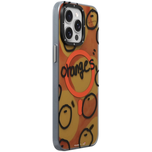 Apple iPhone 14 Pro Max (6.7) Kılıf Magsafe Şarj Özellikli Bee Brown Tasarımlı Youngkit Funny Serisi Kapak - Turuncu