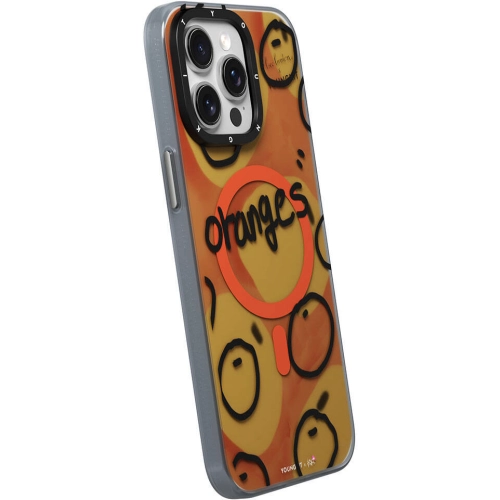 Apple iPhone 14 Pro Max (6.7) Kılıf Magsafe Şarj Özellikli Bee Brown Tasarımlı Youngkit Funny Serisi Kapak - Turuncu