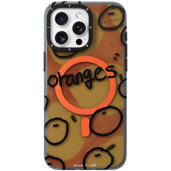 Apple iPhone 14 Pro Max (6.7) Kılıf Magsafe Şarj Özellikli Bee Brown Tasarımlı Youngkit Funny Serisi Kapak - Turuncu