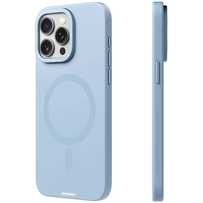 Apple iPhone 14 Pro Max (6.7) Kılıf Magsafe Şarj Özellikli Çizilmeye ve Aşınmaya Dayanıklı Youngkit Velvet Magnet Serisi Kapak - Mavi