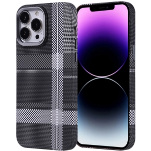 Apple iPhone 14 Pro Max (6.7) Kılıf Magsafe Şarj Özellikli Karbon Fiber Görünümlü Zore Nekst Kapak - Gri-Siyah