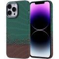 Apple iPhone 14 Pro Max (6.7) Kılıf Magsafe Şarj Özellikli Karbon Fiber Görünümlü Zore Nekst Kapak - Yeşil
