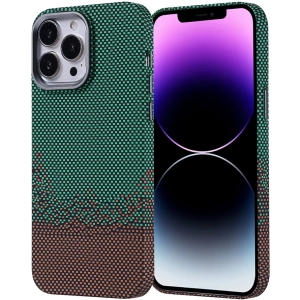 Apple iPhone 14 Pro Max (6.7) Kılıf Magsafe Şarj Özellikli Karbon Fiber Görünümlü Zore Nekst Kapak - Yeşil