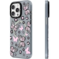 Apple iPhone 14 Pro Max (6.7) Kılıf Magsafe Şarj Özellikli Kelebek Desenli Youngkit Shadow Dance Serisi Kapak - Pembe