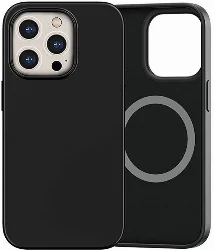 Apple iPhone 14 Pro Max (6.7) Kılıf Magsafe Şarj Özellikli Liquid Silikon Recci Mousse Serisi Kapak - Siyah