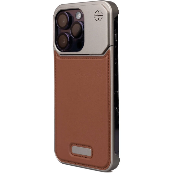 Apple iPhone 14 Pro Max (6.7) Kılıf Magsafe Şarj Özellikli Mekanizmalı Koku Hazneli Zore Mostar Kapak - Kahverengi