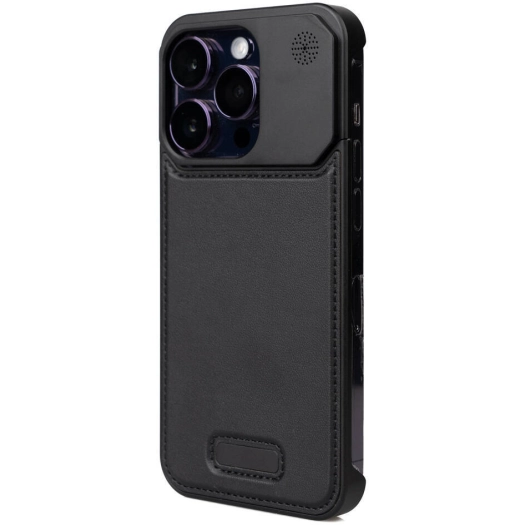 Apple iPhone 14 Pro Max (6.7) Kılıf Magsafe Şarj Özellikli Mekanizmalı Koku Hazneli Zore Mostar Kapak - Siyah