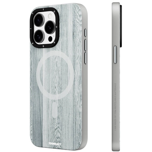 Apple iPhone 14 Pro Max (6.7) Kılıf Magsafe Şarj Özellikli Sararmaya Dayanıklı Youngkit Wood Forest Serisi Kapak - Kahverengi