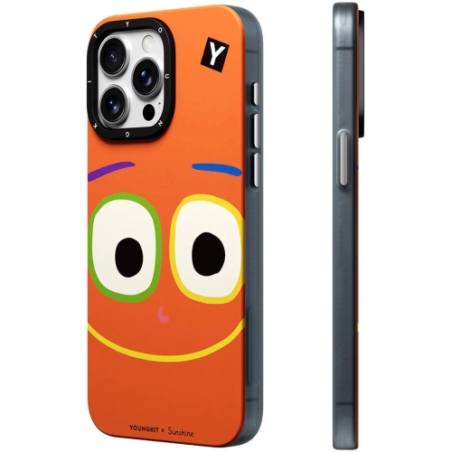 Apple iPhone 14 Pro Max (6.7) Kılıf Magsafe Şarj Özellikli Sunshine Tasarımlı Youngkit Daily Happy Serisi Kapak - Siyah-Sarı