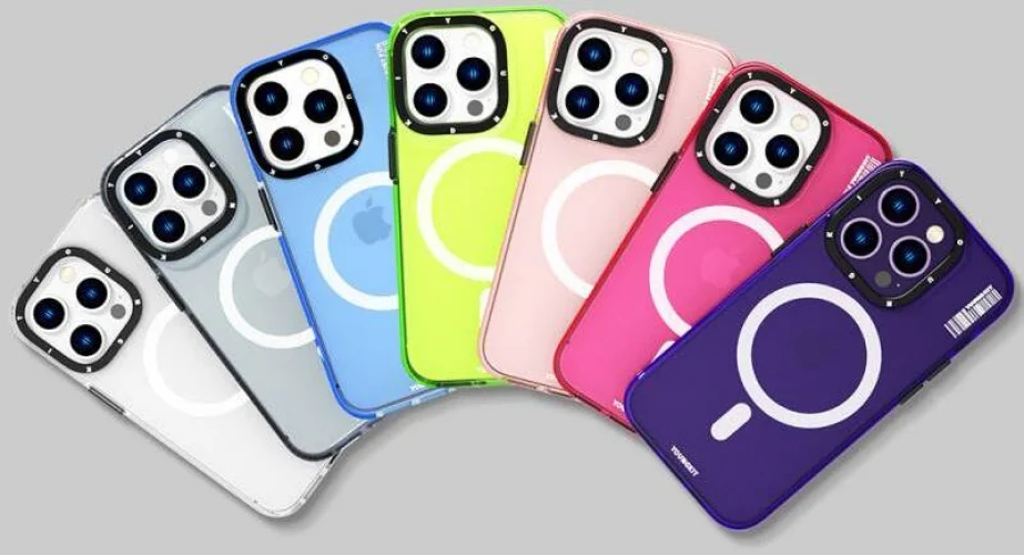 Apple iPhone 14 Pro Max Kılıf Magsafe Şarj Özellikli YoungKit Crystal Color Serisi Kapak - Pembe