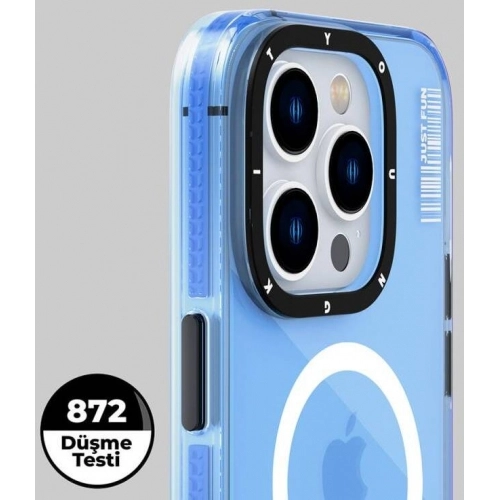 Apple iPhone 14 Pro Max Kılıf Magsafe Şarj Özellikli YoungKit Crystal Color Serisi Kapak - Siyah