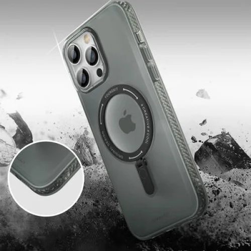 Apple iPhone 14 Pro Max Kılıf Magsafe Şarj Özellikli Youngkit Rock Serisi Kapak - Siyah