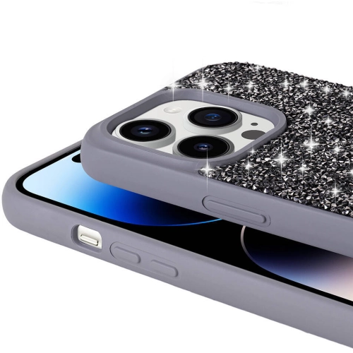 Apple iPhone 14 Pro Max Kılıf Parlak Taşlı Tasarım Zore Pırlanta Kapak - Gri