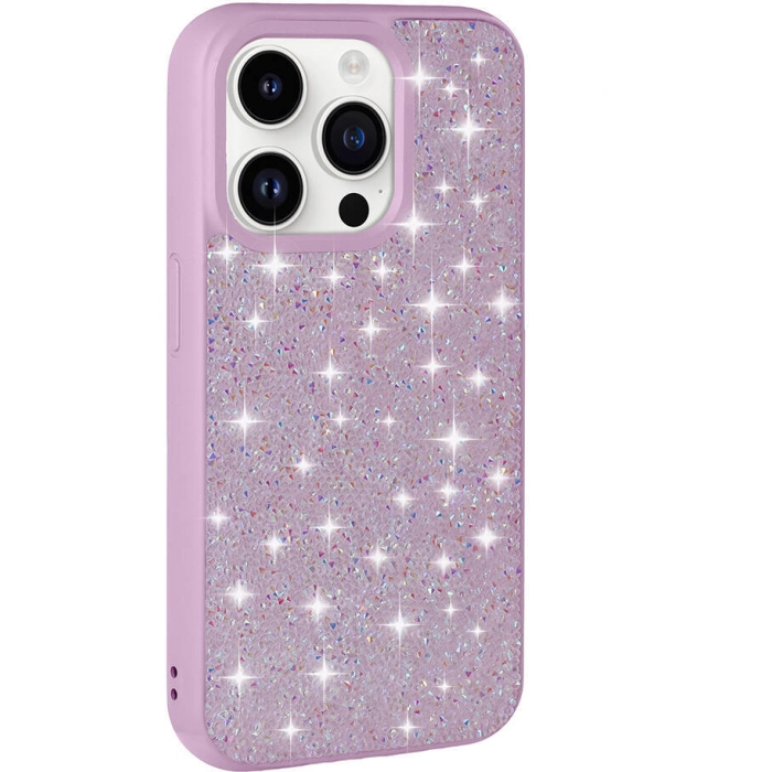 Apple iPhone 14 Pro Max Kılıf Parlak Taşlı Tasarım Zore Pırlanta Kapak - Lila