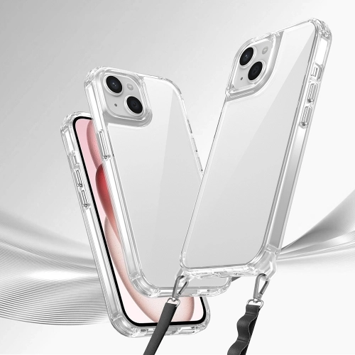 Apple iPhone 15 (6.1) Kılıf Airbagli Takılabilir Askı Aparatlı Esnek Snap Silikon Kapak - Şeffaf