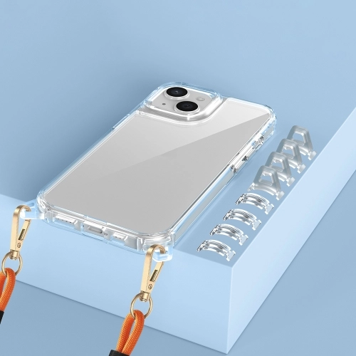 Apple iPhone 15 (6.1) Kılıf Airbagli Takılabilir Askı Aparatlı Esnek Snap Silikon Kapak - Şeffaf