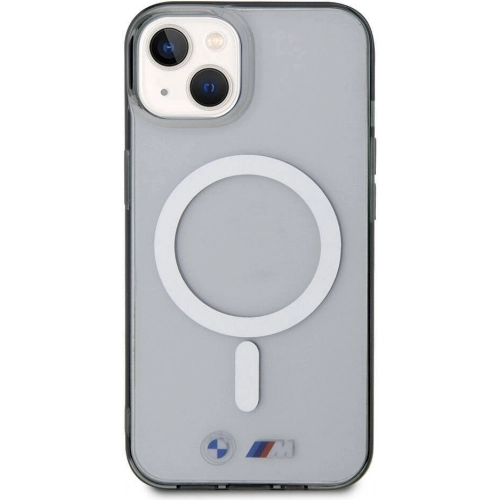 Apple iPhone 15 (6.1) Kılıf BMW Magsafe Şarj Özellikli Transparan Silver Ring Orjinal Lisanslı Kapak - Şeffaf