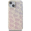 Apple iPhone 15 (6.1) Kılıf Hello Kitty Orjinal Lisanslı Renk Geçişli Elektroplating Kaplama Kitty Head Desenli Kapak - Pembe