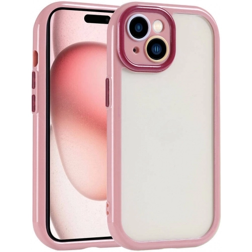 Apple iPhone 15 (6.1) Kılıf Kamera Korumalı Renkli Kenar ve Çerçeve Tasarımlı Vitamin Kapak - Mürdüm