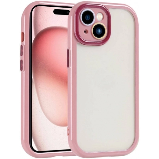 Apple iPhone 15 (6.1) Kılıf Kamera Korumalı Renkli Kenar ve Çerçeve Tasarımlı Vitamin Kapak - Mürdüm