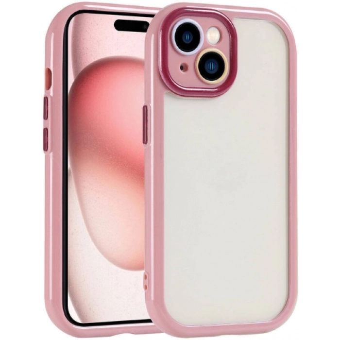 Apple iPhone 15 (6.1) Kılıf Kamera Korumalı Renkli Kenar ve Çerçeve Tasarımlı Vitamin Kapak - Mürdüm