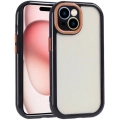 Apple iPhone 15 (6.1) Kılıf Kamera Korumalı Renkli Kenar ve Çerçeve Tasarımlı Vitamin Kapak - Siyah