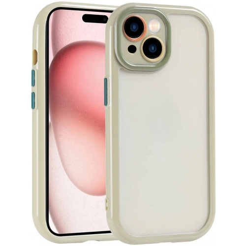 Apple iPhone 15 (6.1) Kılıf Kamera Korumalı Renkli Kenar ve Çerçeve Tasarımlı Vitamin Kapak - Yeşil