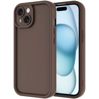 Apple iPhone 15 (6.1) ile Uyumlu Kılıf Kamera Korumalı Silikon Ananas Kapak - Kahve