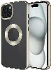 Apple iPhone 15 (6.1) Kılıf Kamera Korumalı Silikon Logo Açık Omega Kapak - Titanyum