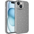Apple iPhone 15 (6.1) Kılıf Kamera Korumalı Simli Lüks Zore Koton Kapak - Gri