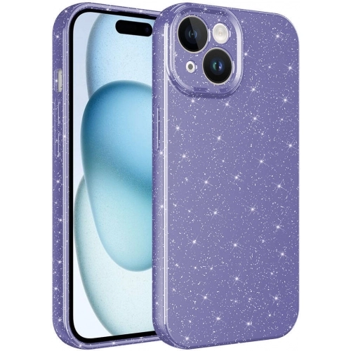 Apple iPhone 15 (6.1) Kılıf Kamera Korumalı Simli Lüks Zore Koton Kapak - Mor