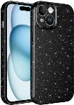 Apple iPhone 15 (6.1) Kılıf Kamera Korumalı Simli Lüks Zore Koton Kapak - Siyah