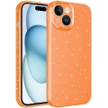 Apple iPhone 15 (6.1) Kılıf Kamera Korumalı Simli Lüks Zore Koton Kapak - Turuncu