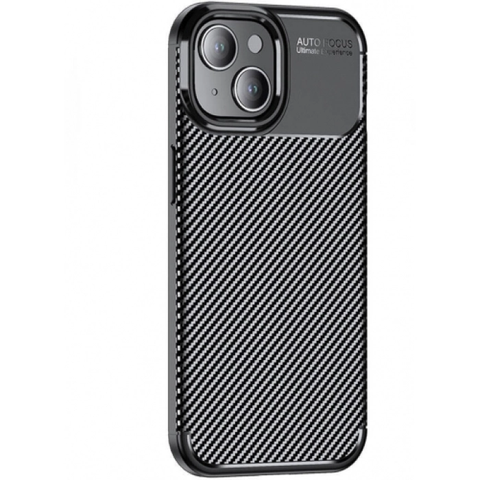 Apple iPhone 15 (6.1) Kılıf Silikon Parmak İzi Bırakmayan Karbon Soft Negro Kapak - Siyah