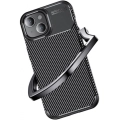 Apple iPhone 15 (6.1) Kılıf Silikon Parmak İzi Bırakmayan Karbon Soft Negro Kapak - Siyah