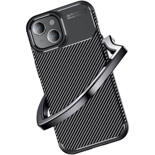 Apple iPhone 15 (6.1) Kılıf Silikon Parmak İzi Bırakmayan Karbon Soft Negro Kapak - Siyah