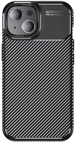 Apple iPhone 15 (6.1) Kılıf Karbon Serisi Mat Fiber Silikon Negro Kapak - Siyah