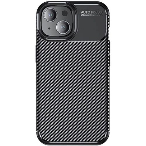 Apple iPhone 15 (6.1) Kılıf Silikon Parmak İzi Bırakmayan Karbon Soft Negro Kapak - Siyah