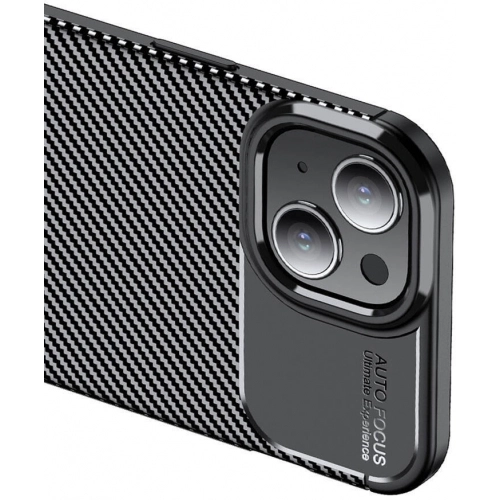 Apple iPhone 15 (6.1) Kılıf Silikon Parmak İzi Bırakmayan Karbon Soft Negro Kapak - Siyah