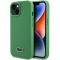 Apple iPhone 15 (6.1) Kılıf Lacoste Orjinal Lisanslı PU Pike Desenli Arka Yüzey İkonik Timsah Dokuma Logolu Kapak - Yeşil