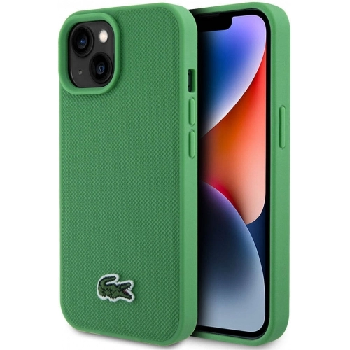 Apple iPhone 15 (6.1) Kılıf Lacoste Orjinal Lisanslı PU Pike Desenli Arka Yüzey İkonik Timsah Dokuma Logolu Kapak - Yeşil